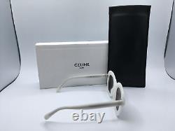 Lunettes de soleil carrées Celine CL 41445 pour femmes, monture blanche, verres gris, 46MM