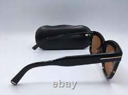 Lunettes de soleil carrées Tom Ford FT0685 pour femmes avec monture noire et verres marron de 52mm