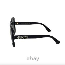 Lunettes de soleil pour femmes Gucci Black GG0418S 001 à monture carrée et verres gris