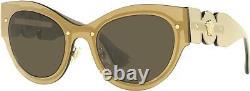 Lunettes de soleil pour femmes Versace VE2234 1002/3 53mm marron transparentes avec miroir doré