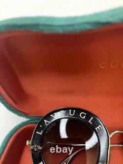 Lunettes de soleil rondes Gucci pour femmes L'Aveugle Par Amour avec protection UV en noir + étui