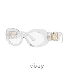 Lunettes de soleil rondes en plastique cristal Versace VE 4426BU 148/1W avec verres classiques transparents