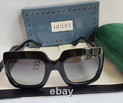 NOUVELLES Lunettes de soleil carrées Gucci GG0053S 001 54mm Noir avec verres dégradés gris Authentiques