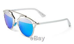 New Authentic Christian Dior So Real Lunettes De Soleil Silver Frame Silver / Blue Lens