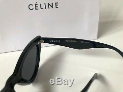 New Celine Cl40019 Cadre Noir Verres Gris Lunettes De Soleil Yeux De Chat 100% Authentiques
