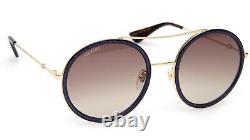 New Gucci Gg0061s 005 Gold Blue Sunglasses 56-22-140mm B55mm Italie