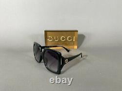 New Gucci Gg 0876 Square Sanglasses Black Gold Withgray Lens 001! Navires Aujourd'hui