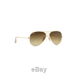 New Ray Ban Aviator Lunettes De Soleil Rb3025 Gold Metal 112/85 58mm Brown Gradient Lens