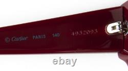 Nouveau Cartier Gloria Red / Gradient Brown Lens Sanglasses 53-20-140mm Paris France
