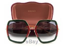Nouveau Gucci Lunettes De Soleil Gg0106s Gold Green Red 007 Authentique