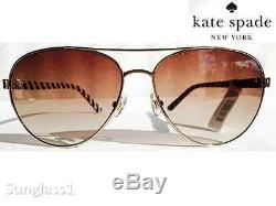Nouveau Kate Spade Aviateur Argent Noir W Bronze Gradient Lens Blossom Lunettes De Soleil