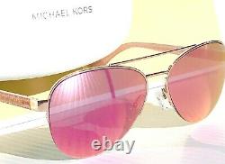 Nouveau Michael Kors Barcelona Pink Rose Gold Mirror Aviator Womens Sunglass Mk1048