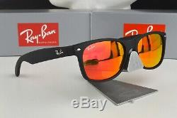 Nouveau Ray Ban Rb2132f 622/69 Nouveau Cadre Wayfarer Noir Mat Flash Orange 55mm