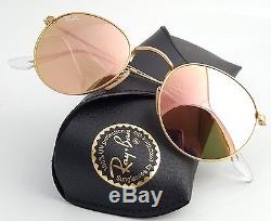 Nouveau Ray-ban Pink Mirror Lenses Round Metal Matte Gold Rb 3447 112 / Z2 Lunettes De Soleil