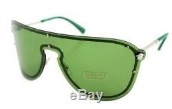 Nouveau Véritables Versace Medusa Folie Argent Green Shield Sunglasses Ve 2180 1000/2