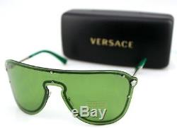 Nouveau Véritables Versace Medusa Folie Argent Green Shield Sunglasses Ve 2180 1000/2