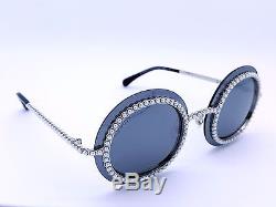 Nouvelle Chanel Oval Runway Pearl Silver Blue Mirrored Sunglasses Offre Spéciale