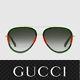 Nouvelle Lentille Gucci Authentique Gg0062s 003 Or / Vert Dégradé 57mm