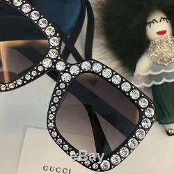 Nouvelles Lunettes De Soleil Authentiques Gucci Gg148s 003 Femmes Noires Surdimensionnées Bling Bling