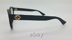 Nouvelles Lunettes Gucci Cateye Rx Frame Black Gold Gg0039oa 001 54mm Authentic Round
