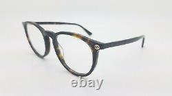 Nouvelles Lunettes Gucci Rx Frame Havana Gold Gg0027o 002 50mm Authentic Round 0027o