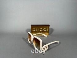 Nouvelles Lunettes de Soleil Gucci Gg 1326 Carrées Surdimensionnées en Ivoire Verres Marron 002 ! Expédition Aujourd'hui