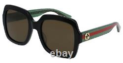 Nouvelles lunettes de soleil Gucci GG0036S 002 noires, carrées et rectangulaires pour femmes, 54 mm.