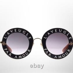 Nouvelles lunettes de soleil Gucci GG0113S oversize noires pour femmes 100% UV