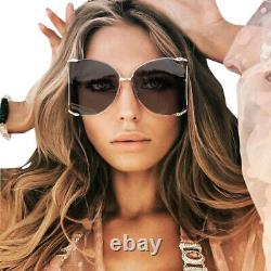 Nouvelles lunettes de soleil papillon oversize pour femmes Gucci GG0252S en métal avec verres dégradés gris.