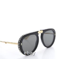 Nouvelles lunettes de soleil pliables Gucci GG0307S en cristal noir orné de verres gris.