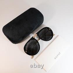 Nouvelles lunettes de soleil pour dames pliantes de pilote gris Gucci GG0307S 001 avec cristaux gravés.