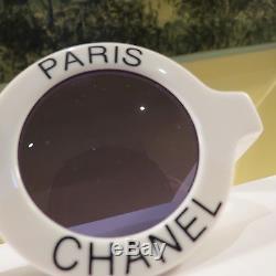Rare Chanel Iconic Paris Lunettes De Soleil Rondes Blanches # 01945/10601 Excell