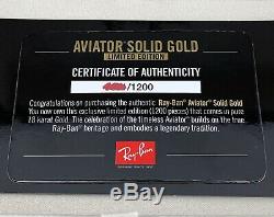 Ray Ban Aviator Rb3025k Lunettes De Soleil 160 / N5 Solid Polarisants Vert Or 18k Objectif 58