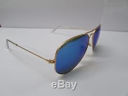 Ray-ban Lunettes De Soleil 3025 112/17 Aviateur Blue Mirror Gold Frame Nouveau & 100% Original