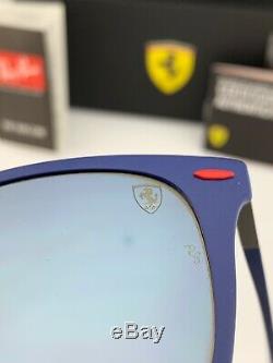Ray-ban Rb4195m Lunettes De Soleil Ferrari F604 / H0 Matte Bleu Bleu Miroir Polarized