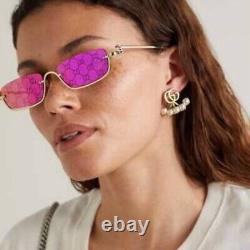 SOLDE! Nouvelles lunettes de soleil rectangulaires avec logo GG1278S 005 de Gucci avec verres miroir en rose.