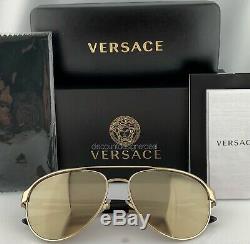 Versace Aviator Ve2165 Lunettes De Soleil Pale Gold Gold Mirror 1252 / 5a 58mm Neuf