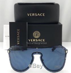 Versace Medusa Madness Ve2180 Lunettes De Soleil 1000/80 Argent / Verres Bleus Neuf