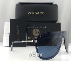 Versace Medusa Madness Ve2180 Lunettes De Soleil 1000/80 Argent / Verres Bleus Neuf