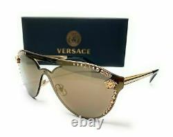 Versace Ve2161b 12525a Pale Gold Brown Mirror Lens Lunettes De Soleil Femmes 42mm