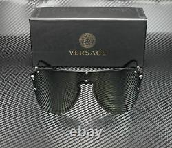 Versace Ve2180 10005a Silver Noir Gris Miroir Or 44 MM Lunettes De Soleil Pour Femmes