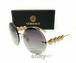 Versace Ve2214 100211 Verre Gradient Gris Or Lunettes De Soleil Femmes 59mm