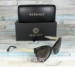 Versace Ve4338-108 / 13 Dark Havana / Black Lunettes De Soleil Pour Femmes Marron Dégradées 57 MM