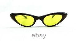 Yellow Cute Sanglasses Vinture Cat Eye Olive Candy Stylish Italy 50s Midi-century